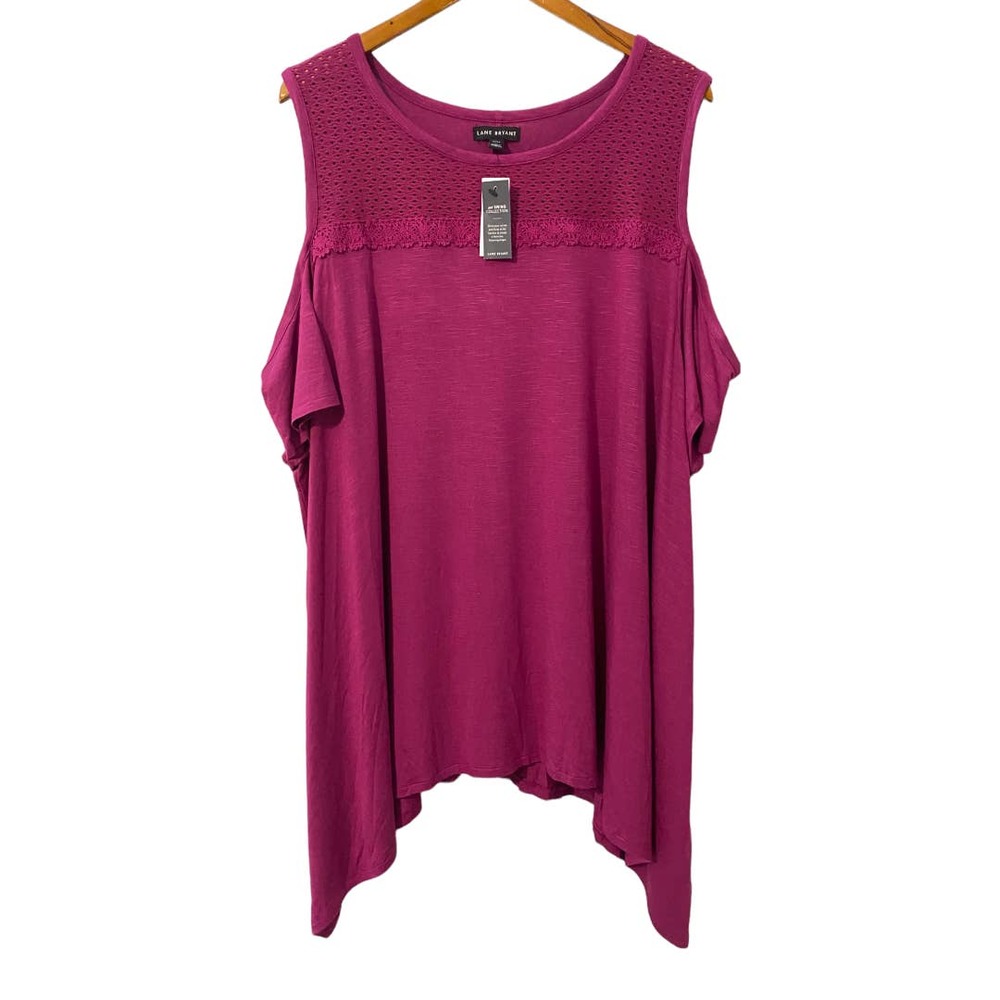 Lane Bryant Swing Collection maroon cold shoulder blouse size 26 28